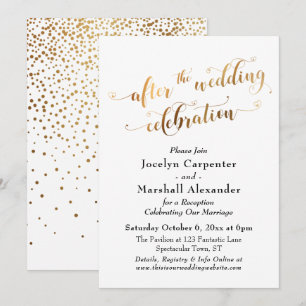 Invitation Script Doré Confettis de Célébration Après le Mari
