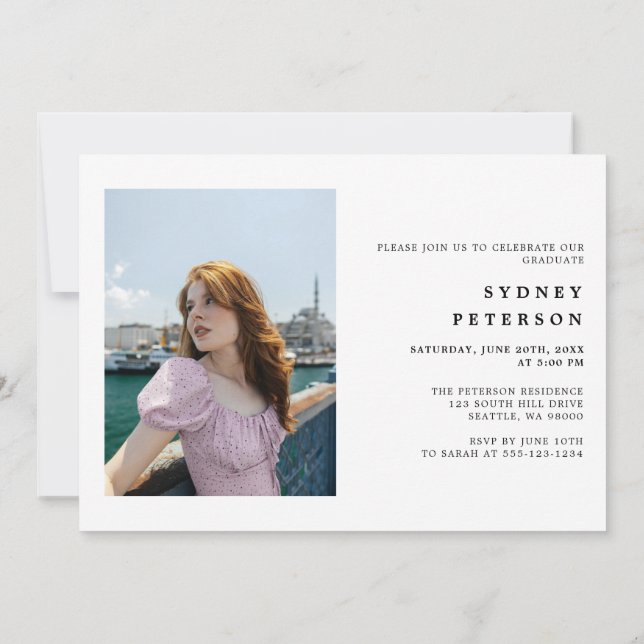 Invitation Script élégant Modern 2 Photo Graduation Party (Dos)