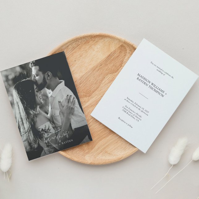 Invitation Script élégant moderne Photo Mariage simple (Créateur téléchargé)