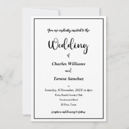 Invitation Script élégant noir et blanc