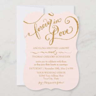 Invitation Script Elegant Parties scintillant or rose  Mariag