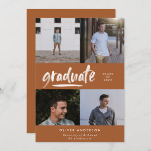 Invitation Script en terre cuite moderne multi graduation pho
