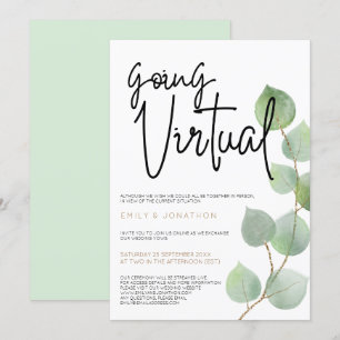 Invitation Script Feuille Eucalyptus moderne Mariage virtuel
