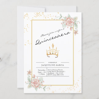 Invitation Script floral Quinceañera 15e anniversaire