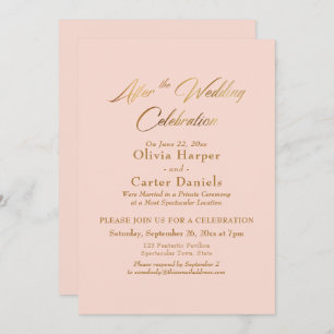 Invitation Script Gold après le blush de la fête du Mariage
