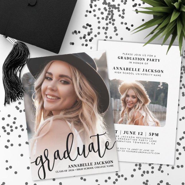 Invitation Script Graduate Simple Photo Graduation (Script Graduate Simple Photo Graduation Invitation)