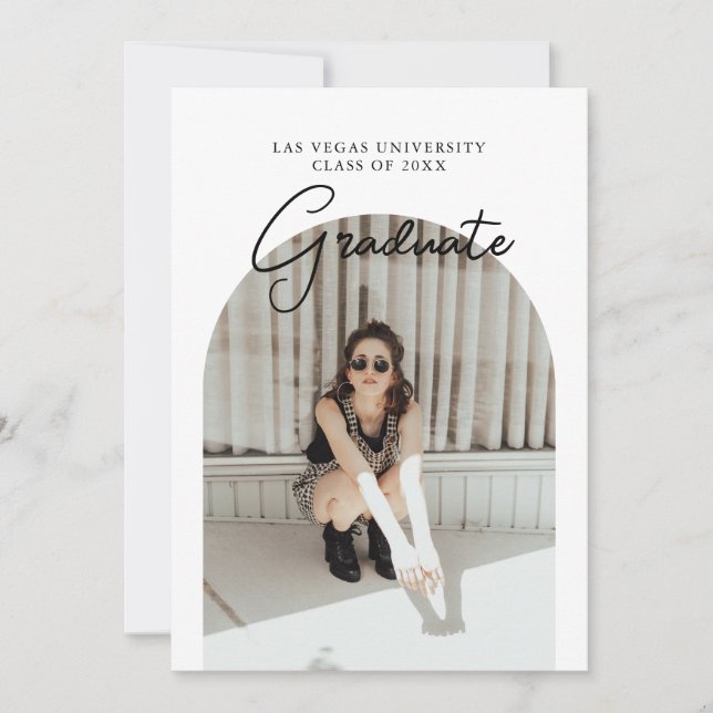 Invitation Script Graduation 2 faces Photo Portrait Party In (Devant)