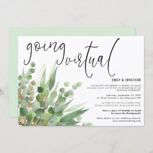 Invitation Script Green Gold Eucalyptus allant Mariage virtue