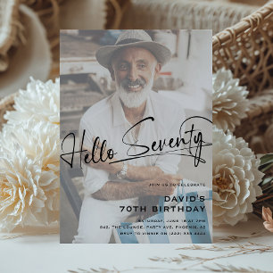 Invitation Script Hello Soixante-dix photo minimale 70e anniv