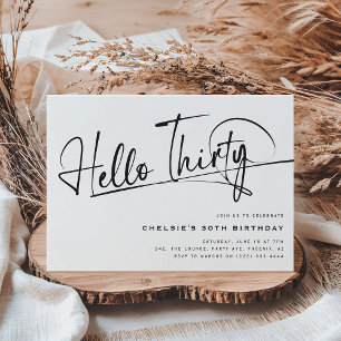 Invitation Script Hello Trente Minimaliste 30e Anniversaire