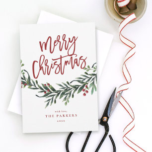 Invitation Script joyeux Noël branche non photo vacances