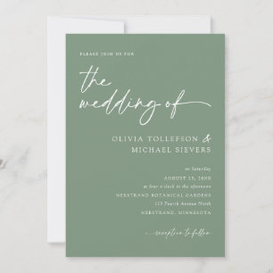 Invitation Script manuscrit Sage Green Mariage moderne