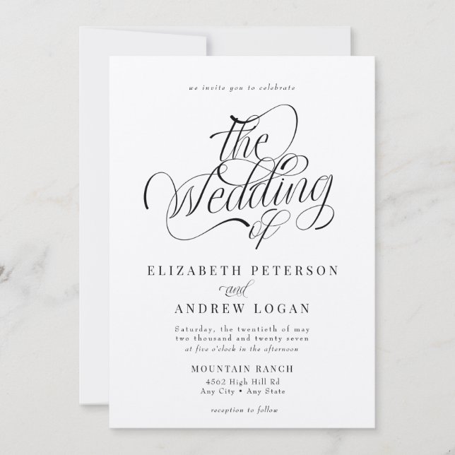Invitation Script Mariage classique (Devant)