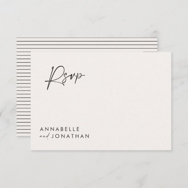 Invitation script mariage moderne noir blanc script élégant (Devant / Derrière)