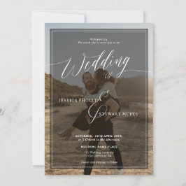 Invitation Script mariage moderne noir et blanc 2 photos