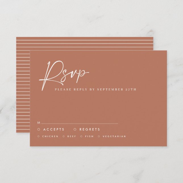 Invitation script mariage script moderne terre cuite rsvp (Devant / Derrière)