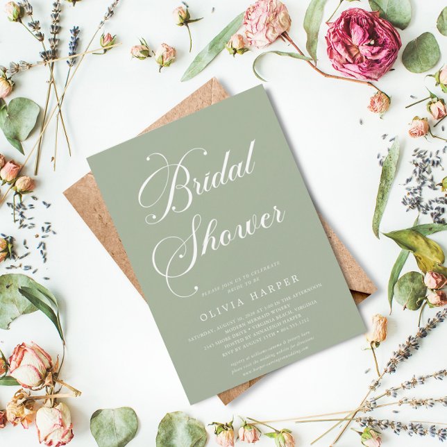 Invitation Script minimal classique en mode vert (Créateur téléchargé)