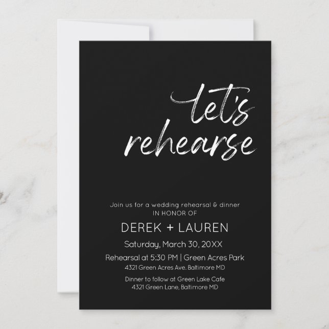 Invitation Script minimal Répétons la répétition du Mariage d (Devant)