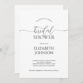 Invitation Script minimal simple Fête des mariées noir et bla