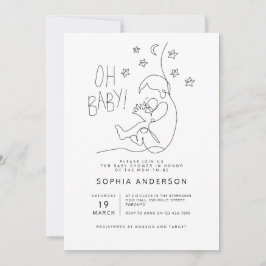 Invitation Script minimaliste Baby shower noir moderne
