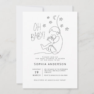 Invitation Script minimaliste Baby shower noir moderne
