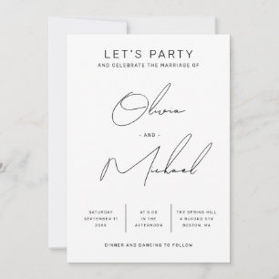 Invitation Script minimaliste de typographie propre mariage +