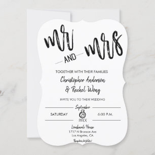 Invitation Script minimaliste M. et Mme Mariage