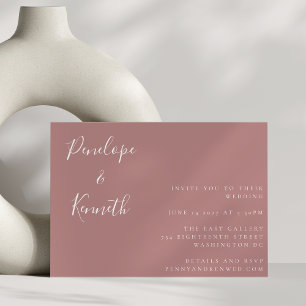Invitation Script minimaliste Mariage moderne Boho Dusty Rose