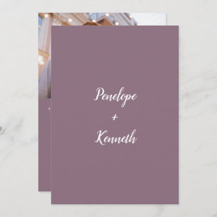 Invitation Script minimaliste Mariage moderne Purple Plum Pho