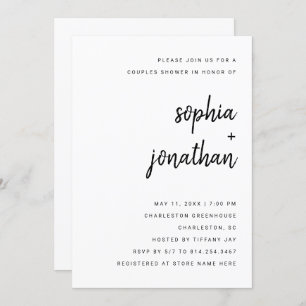 Invitation Script minimaliste moderne   Douche Couples
