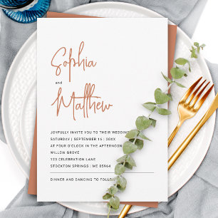 Invitation Script minimaliste moderne en terre cuite MARIAG
