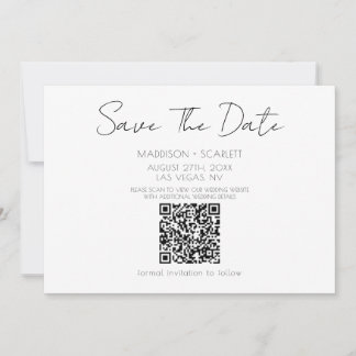 Invitation Script Minimaliste QR Code Enregistrer La Date