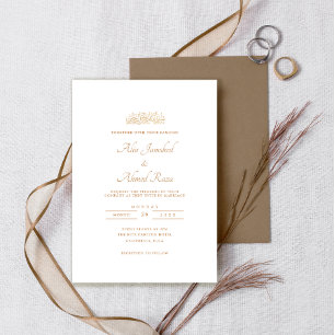 Invitation Script minimum blanc classique or Mariage musulman
