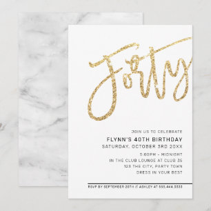 Invitation SCRIPT MODERNE 40e anniversaire parties scintillan
