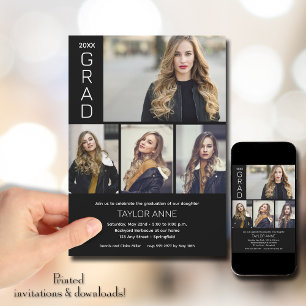 Invitation Script moderne 4 Diplôme photo