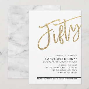 Invitation SCRIPT MODERNE 50e anniversaire cinquante parties