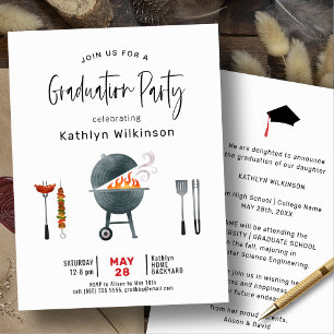 Invitation Script moderne amusant Simple Graduation BBQ Party