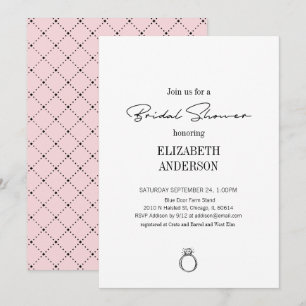 Invitation Script Moderne Avec Fête des mariées Bague