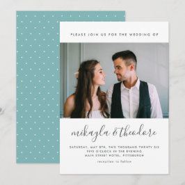 Invitation Script moderne avec points et Mariage photo
