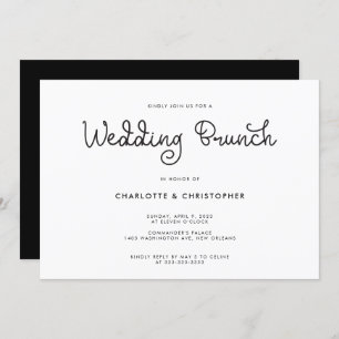 Invitation Script moderne Black White Post Mariage Brunch