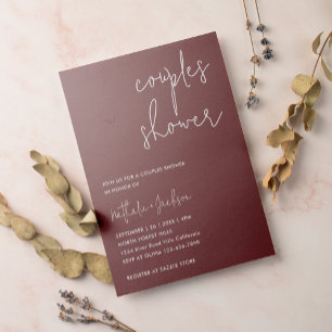 Invitation Script moderne Boho Burgundy Couple Fête des marié