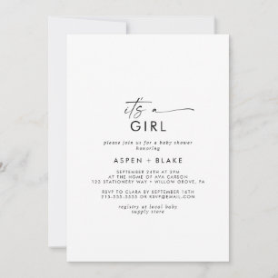 Invitation Script moderne C'est une fille Baby shower Invitat