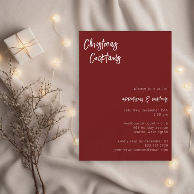 Invitation Script moderne Cocktails de Noël | Fête (Créateur téléchargé)