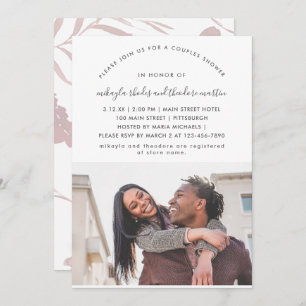Invitation Script moderne Couples Douche Rose rose Photo