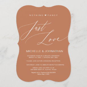 Invitation Script Moderne, Cuivre, Réception Elopement Mariag