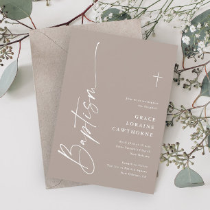 Invitation Script moderne élégant Genre Neutral Boho Baptême