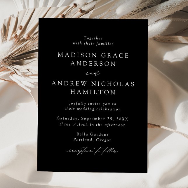 Invitation Script moderne élégant Mariage noir et blanc (Créateur téléchargé)