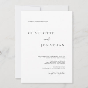 Invitation Script moderne élégant noir et blanc Mariage Invi