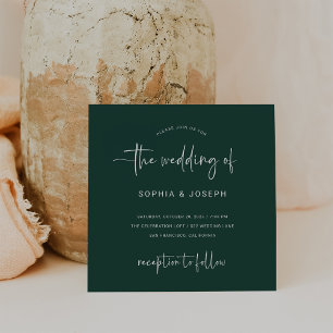 Invitation Script moderne Emerald Green Mariage