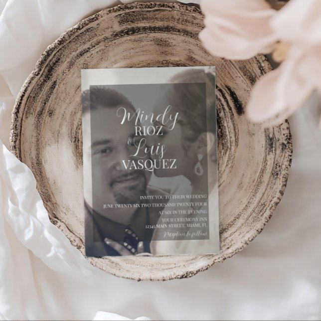 Invitation Script moderne Faux Velum Mariage photo transparen (Créateur téléchargé)